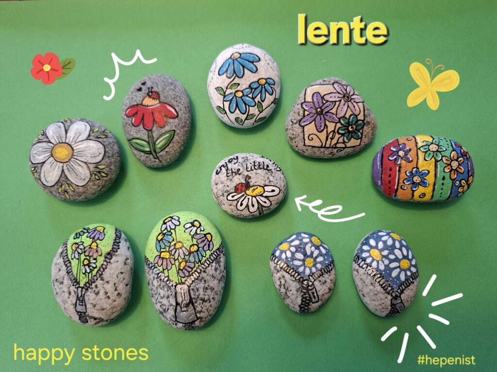 happy stones met als thema lente